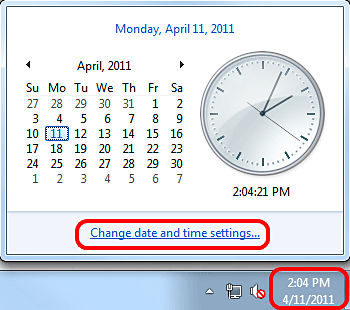 Windows 7 Date and Time Settings